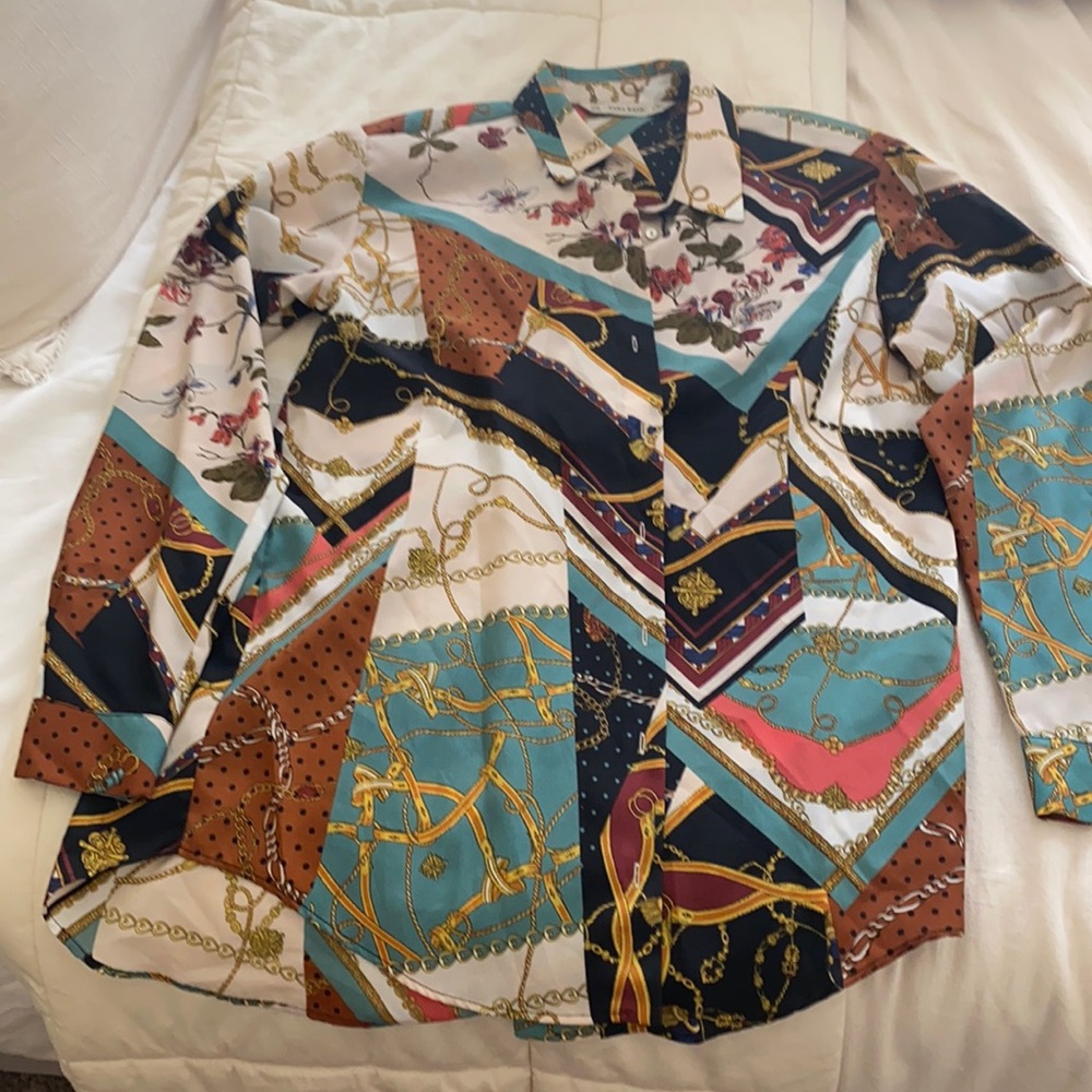 ZARA MULTIPLE PRINT BLOUSE